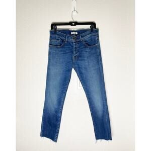 Womens Tavex Hendricks Stretch Skinny Button Fly Denim Jeans Mid Rise Raw Hem 32